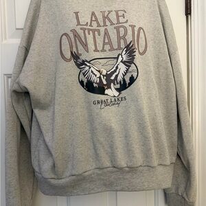 🩷 3/$18 Gray Lake Ontario Graphic Sweater sweatshirt soft oversized